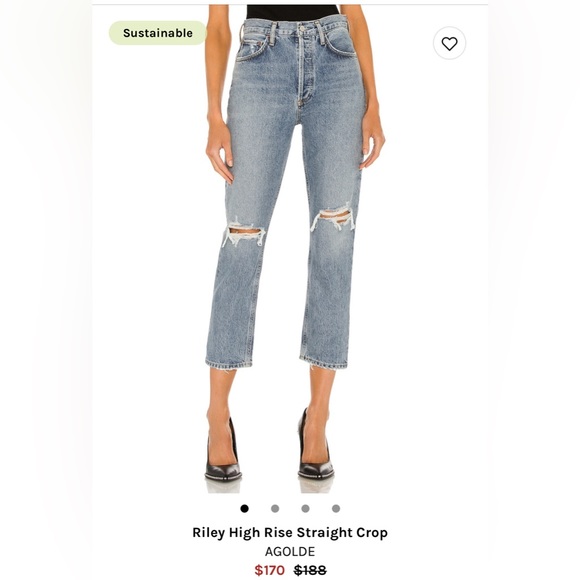 Agolde Riley High Rise Straight Crop - Picture 2 of 5